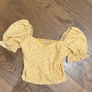 Abercrombie & Fitch Yellow Puff Sleeve Floral Top